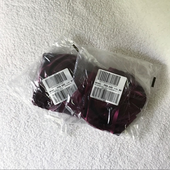 VS Shimmer Velvet Long Line Balconet Bra Red 32D - Picture 4 of 5